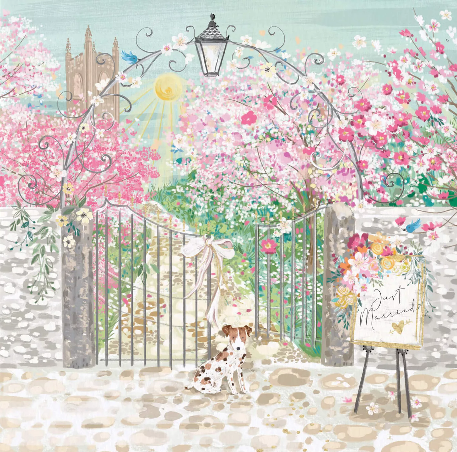 Floral Churchyard Wedding Card