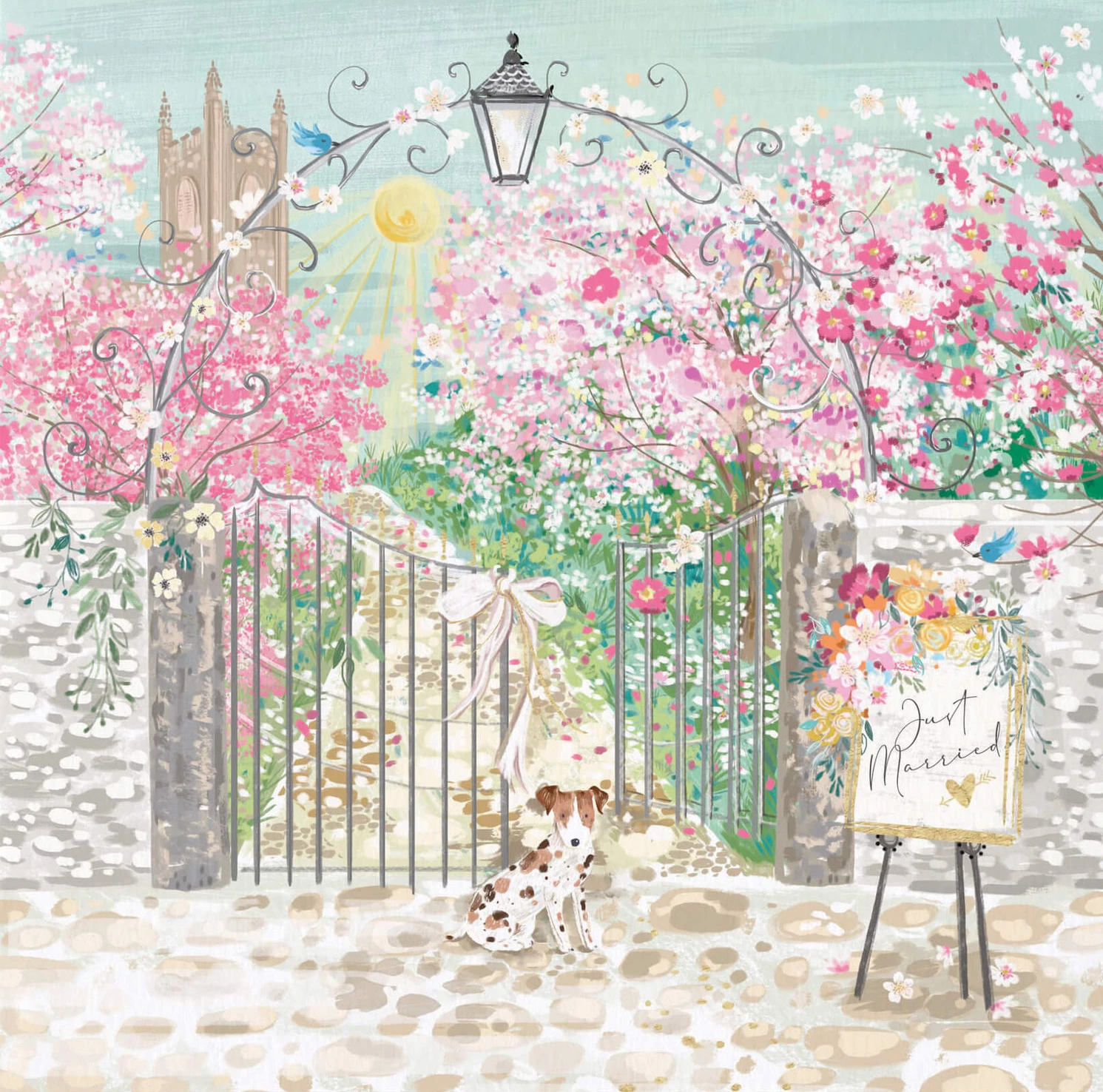 Floral Churchyard Wedding Card