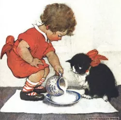 Teatime for Kitty Greeting Card